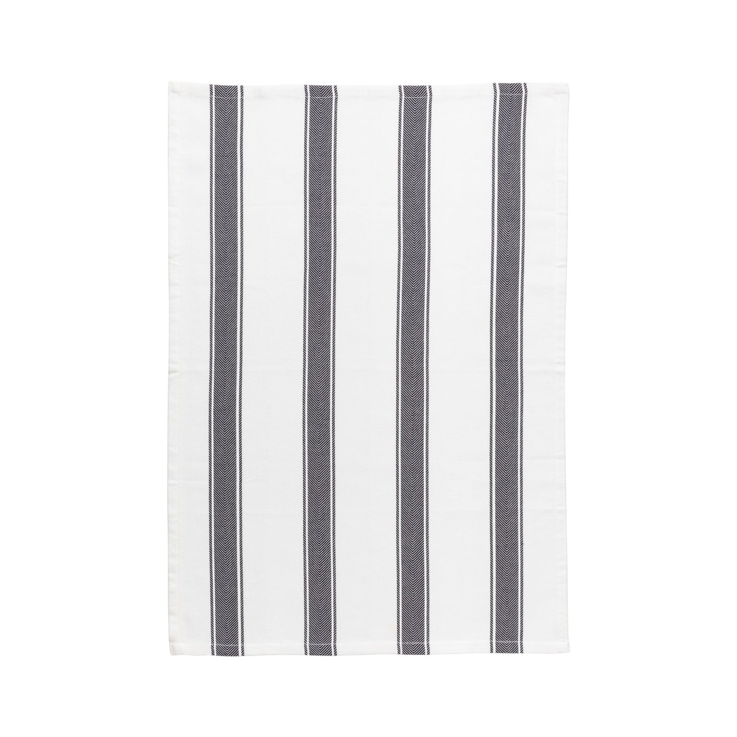 Kitchen Towel Stripes 100% Cotton Black Loma - Set of 4