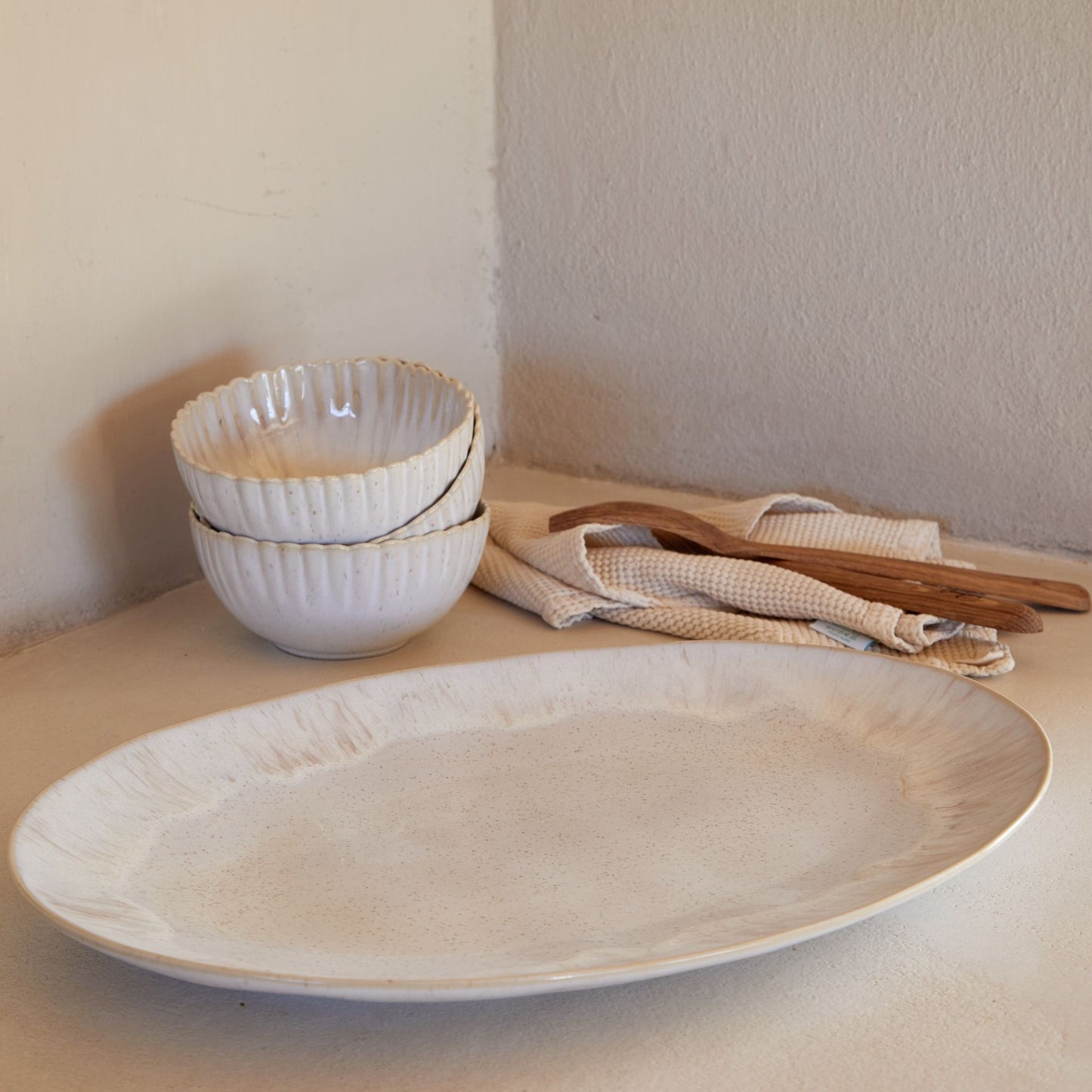 Eivissa Costa Nova Large Oval Platter - Sand Beige