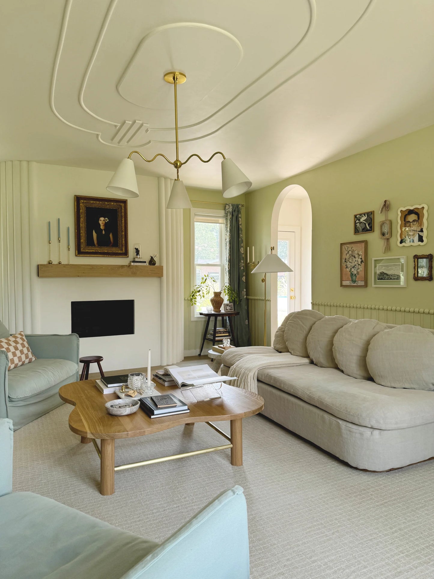 Sea Breeze Brass Shade Chandelier Small