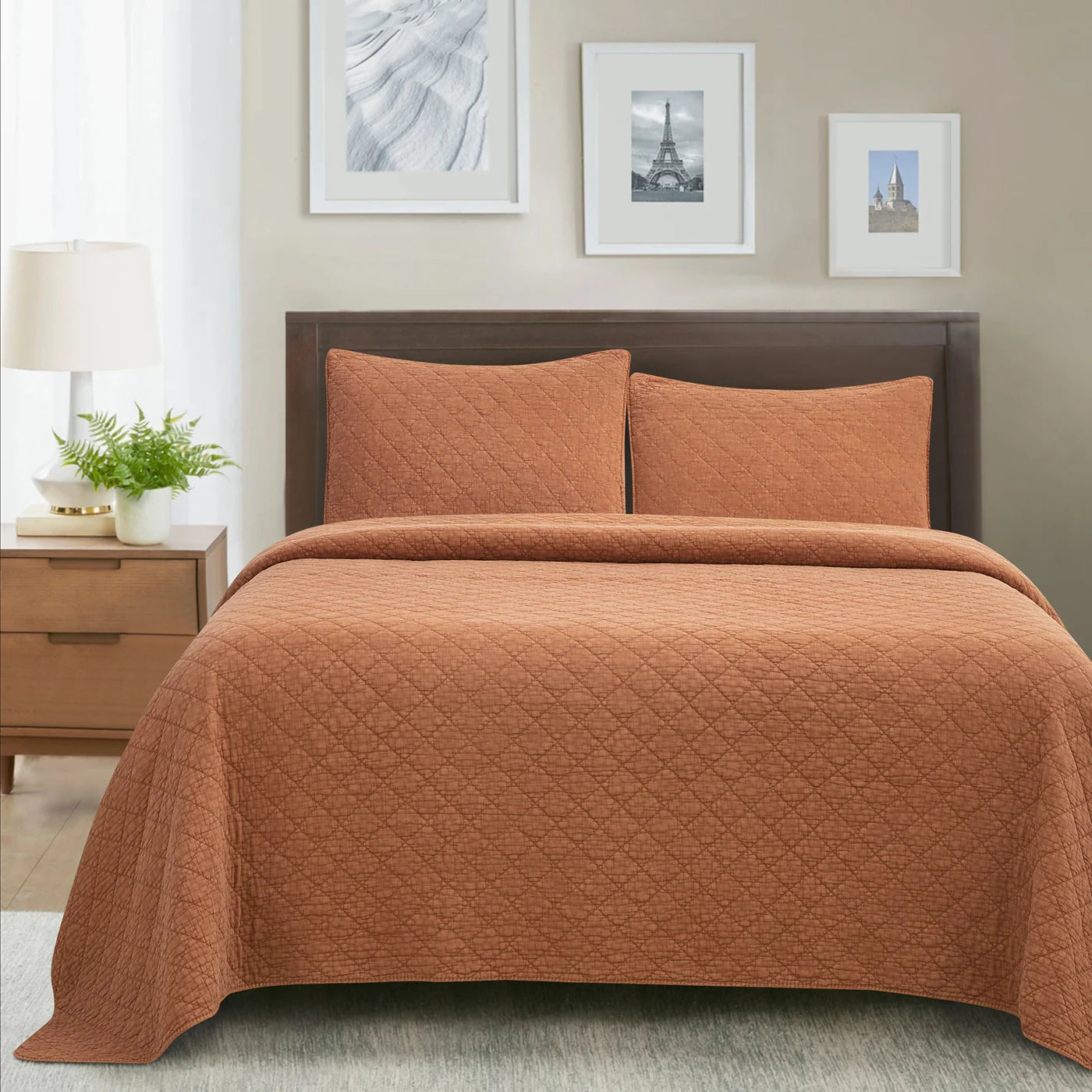 Cotton Stonewashed Gauze Quilt Set Copper