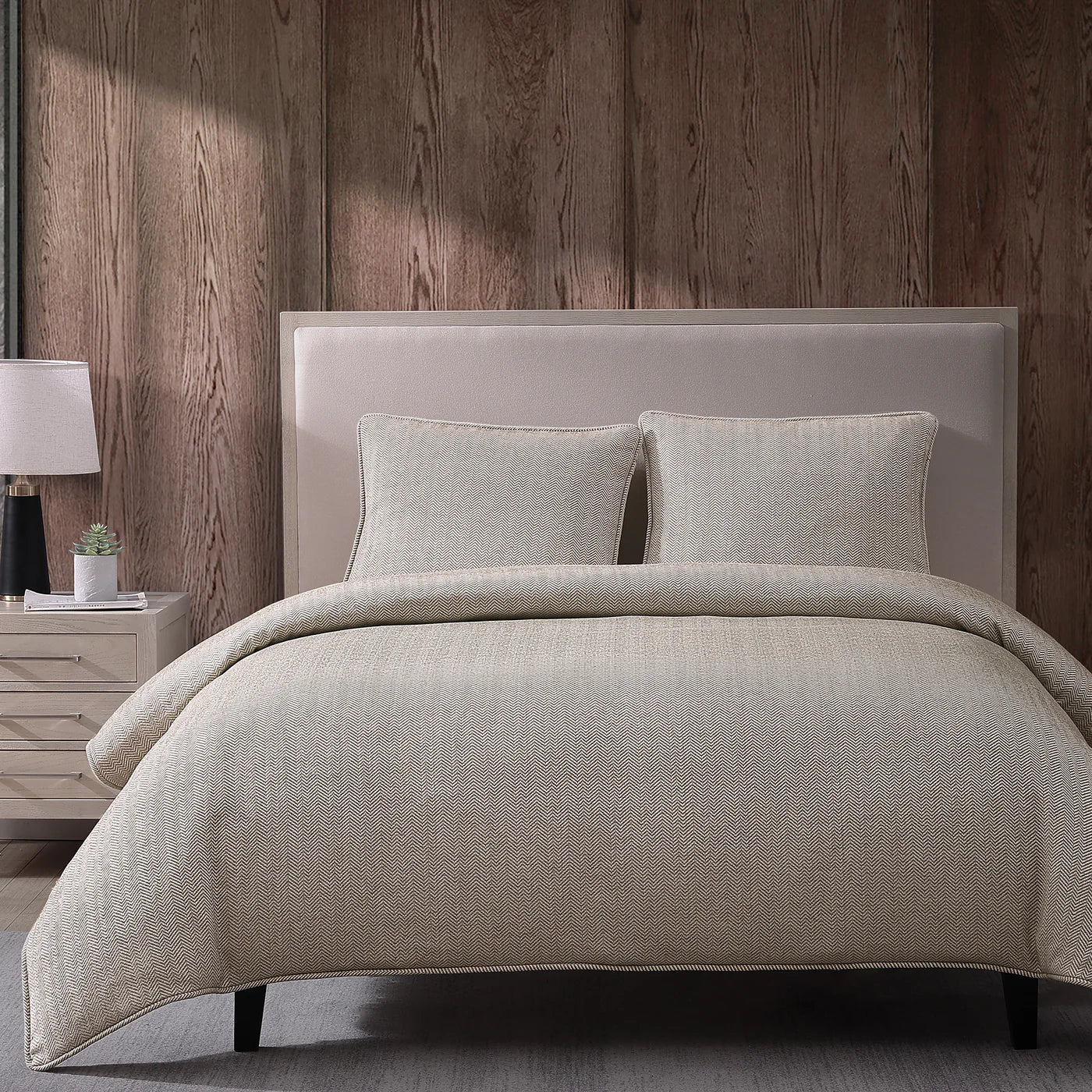 Stetson Chenille Herringbone Bedding Set Sand