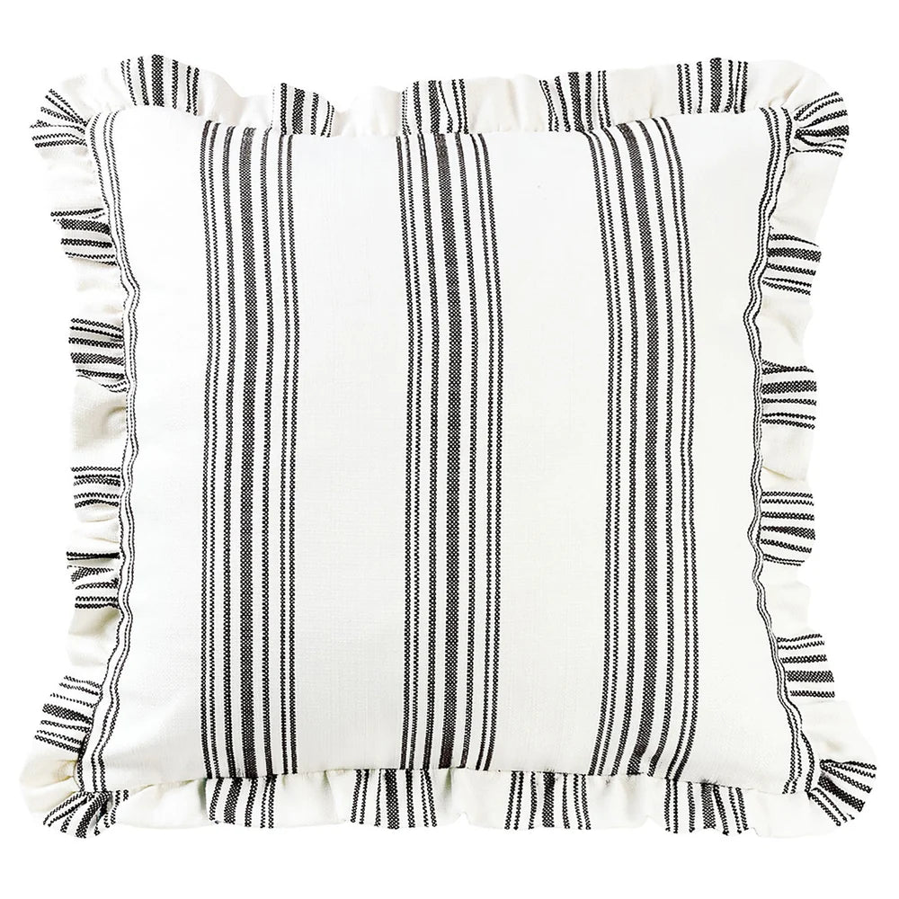Priscilla Ruffled Euro Sham Black Striped