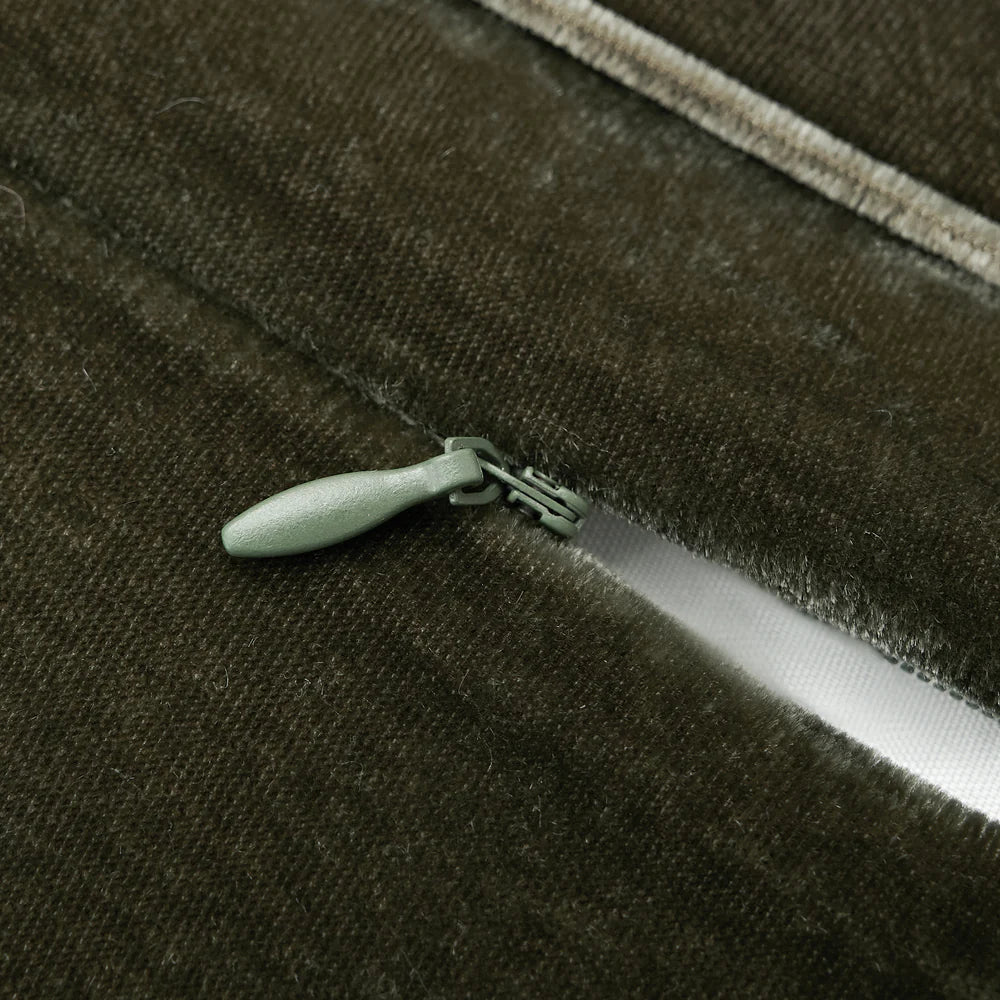 Sienna Faux Silk Velvet Quilt Copper Fern Green