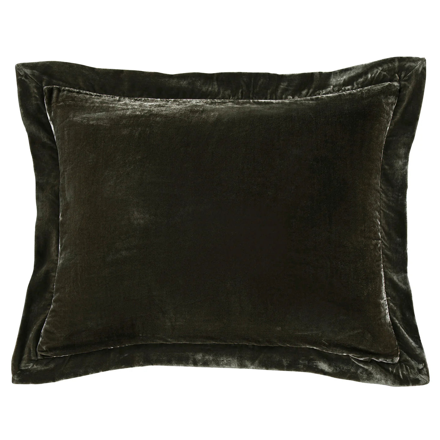 Sienna Faux Silk Velvet Flanged Dutch Euro Pillow Fern Green