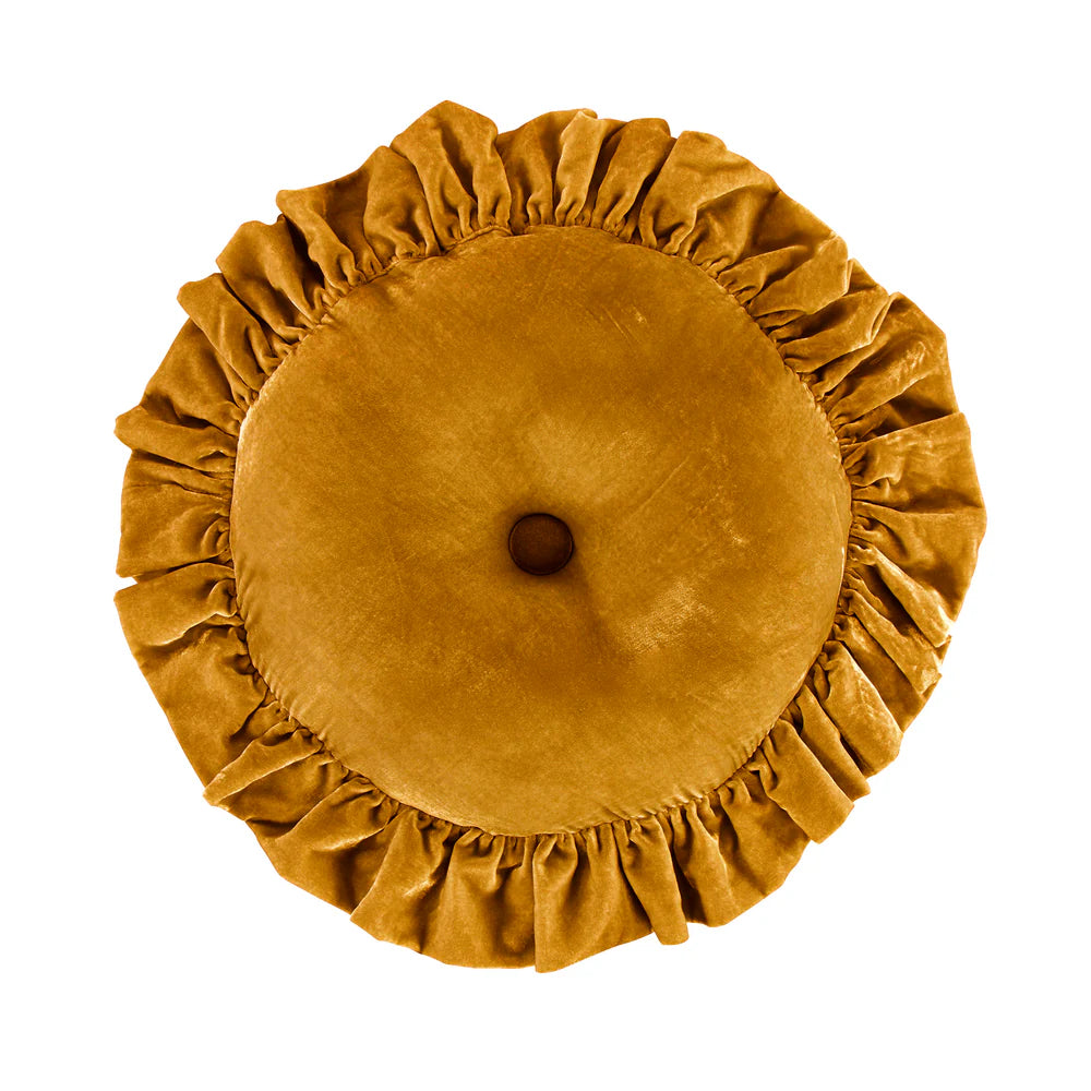 Sienna Faux Silk Velvet Round Pillow Saffron