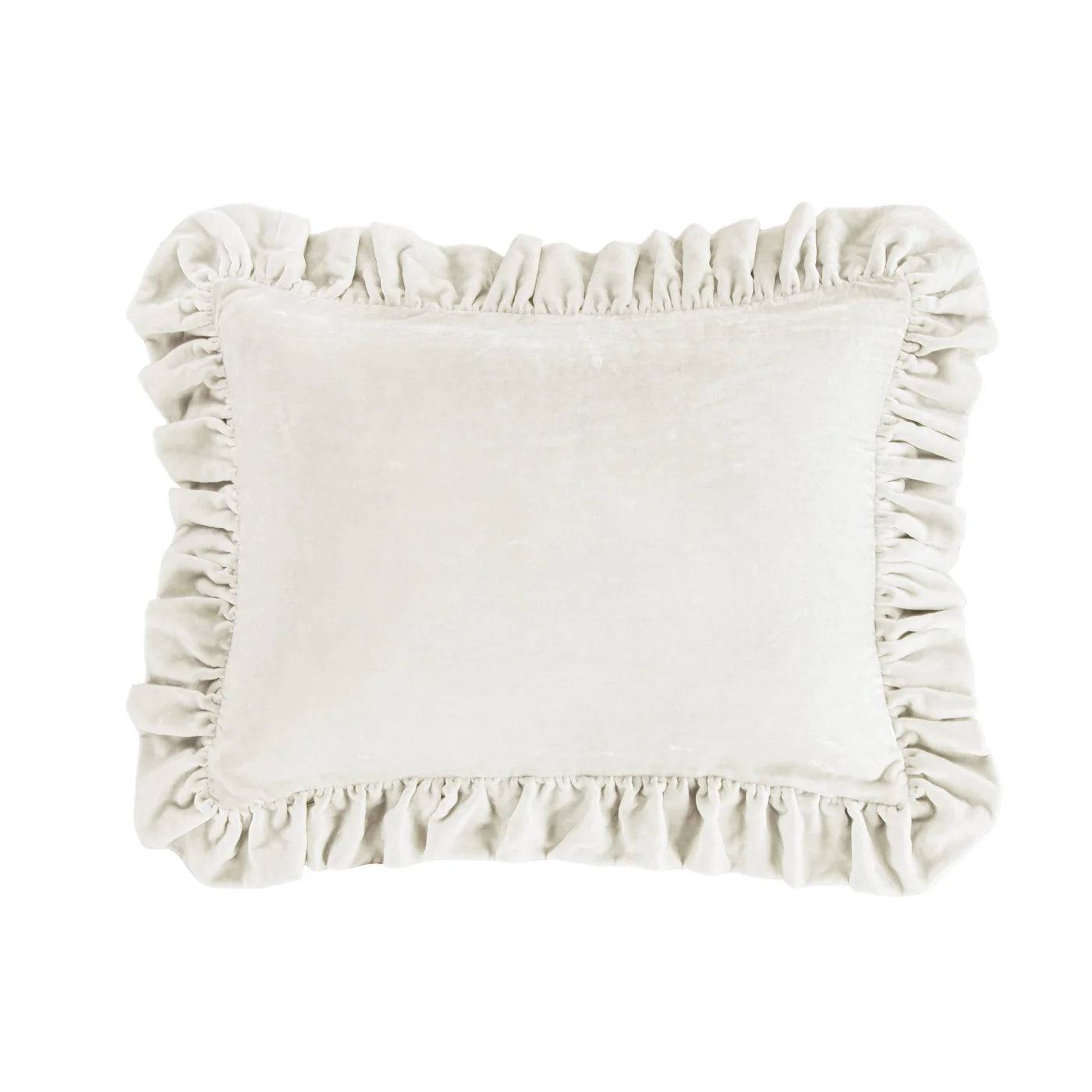 Sienna Faux Silk Velvet Ruffled Oblong Pillow Stone