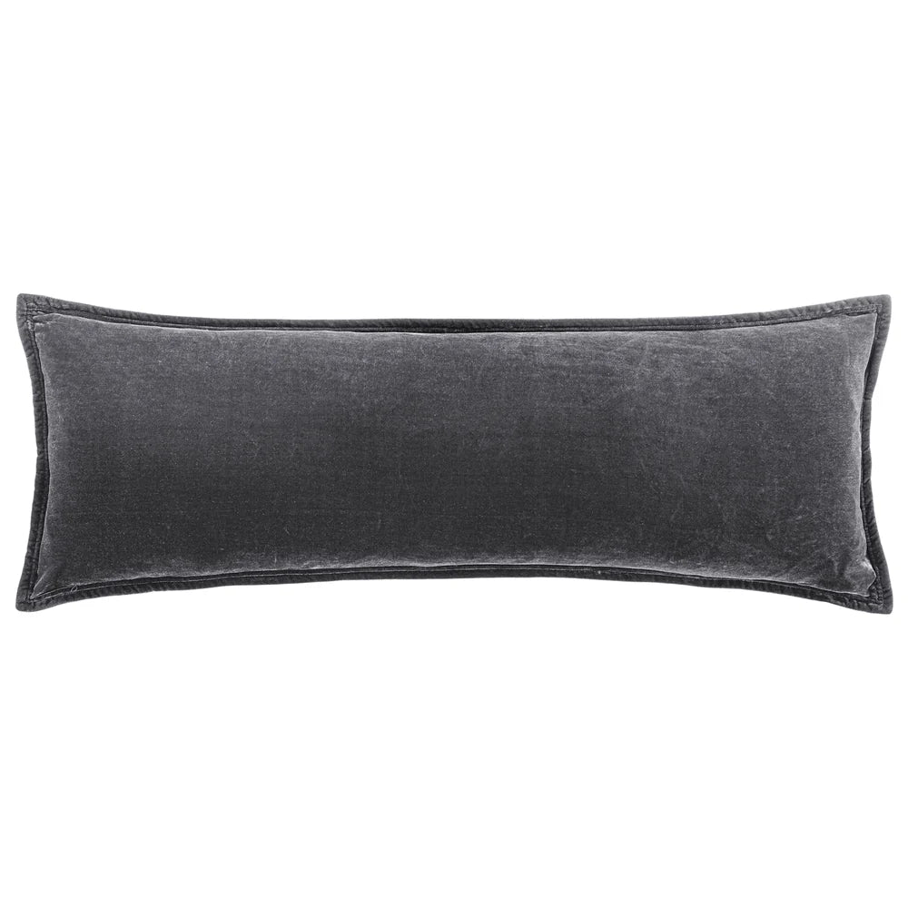 Sienna Faux Silk Velvet Long Lumbar Pillow Slate