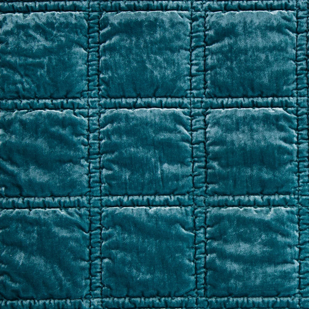Sienna Faux Silk Velvet Double Box Stitch Throw Teal