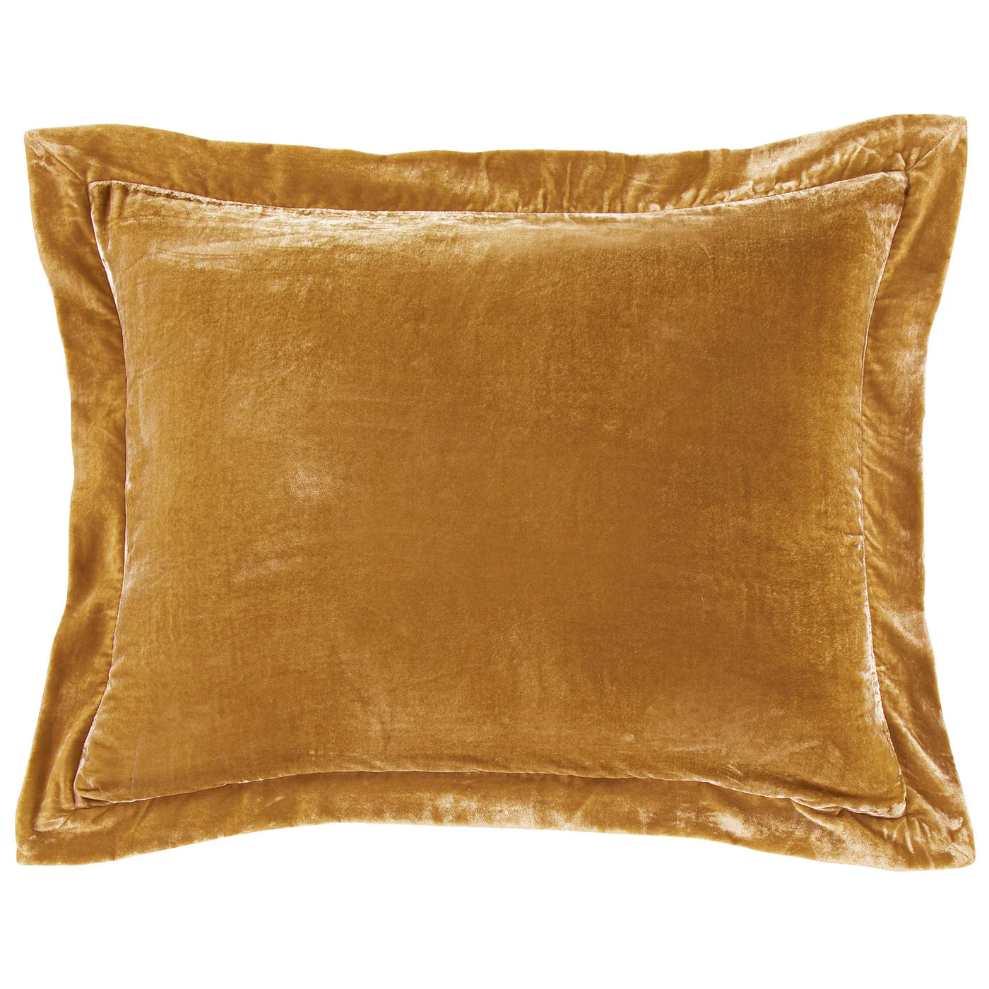Sienna Faux Silk Velvet Flanged Dutch Euro Pillow Saffron