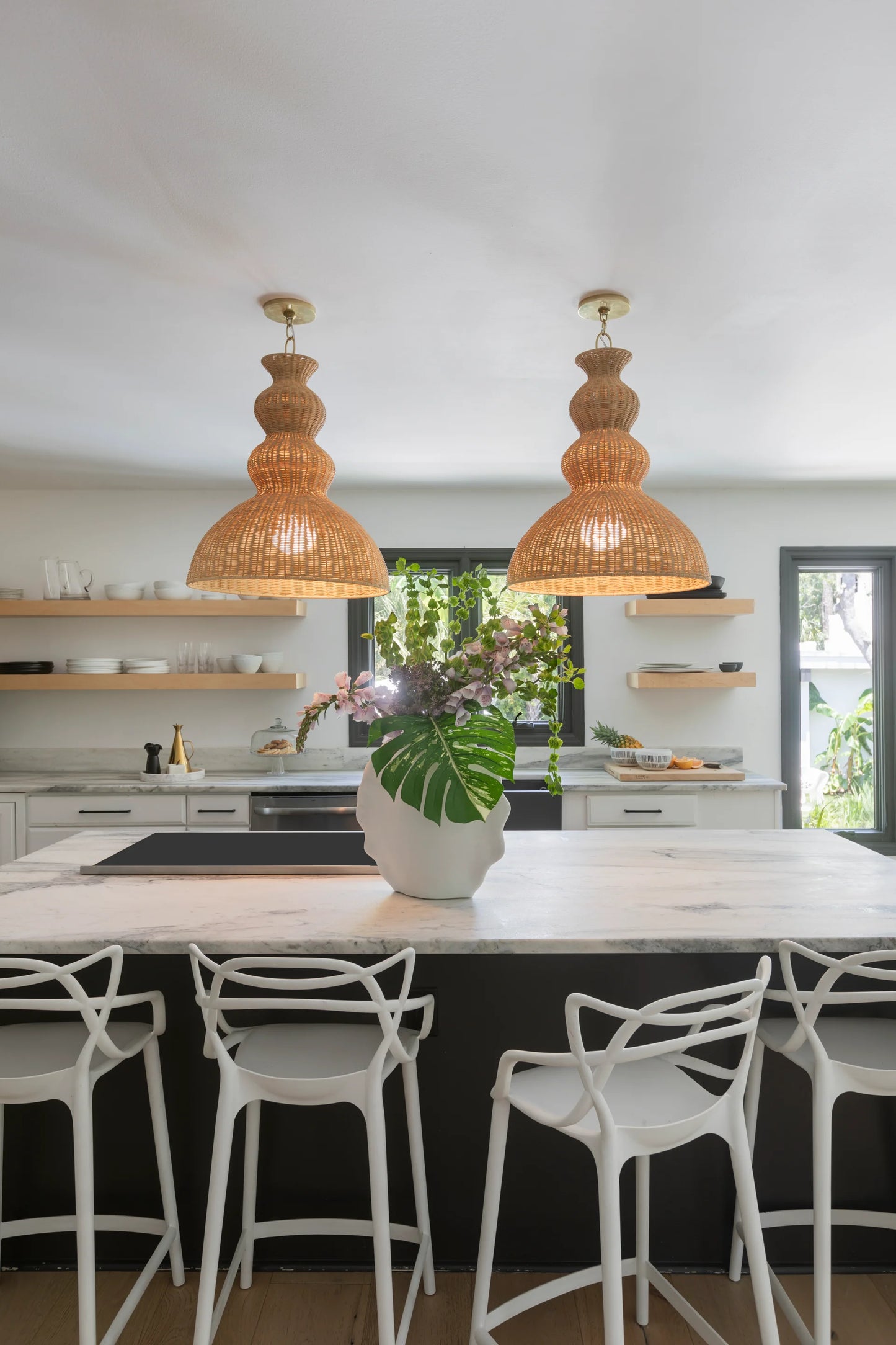 A Mia Coastal Rattan Woven Pendant Large