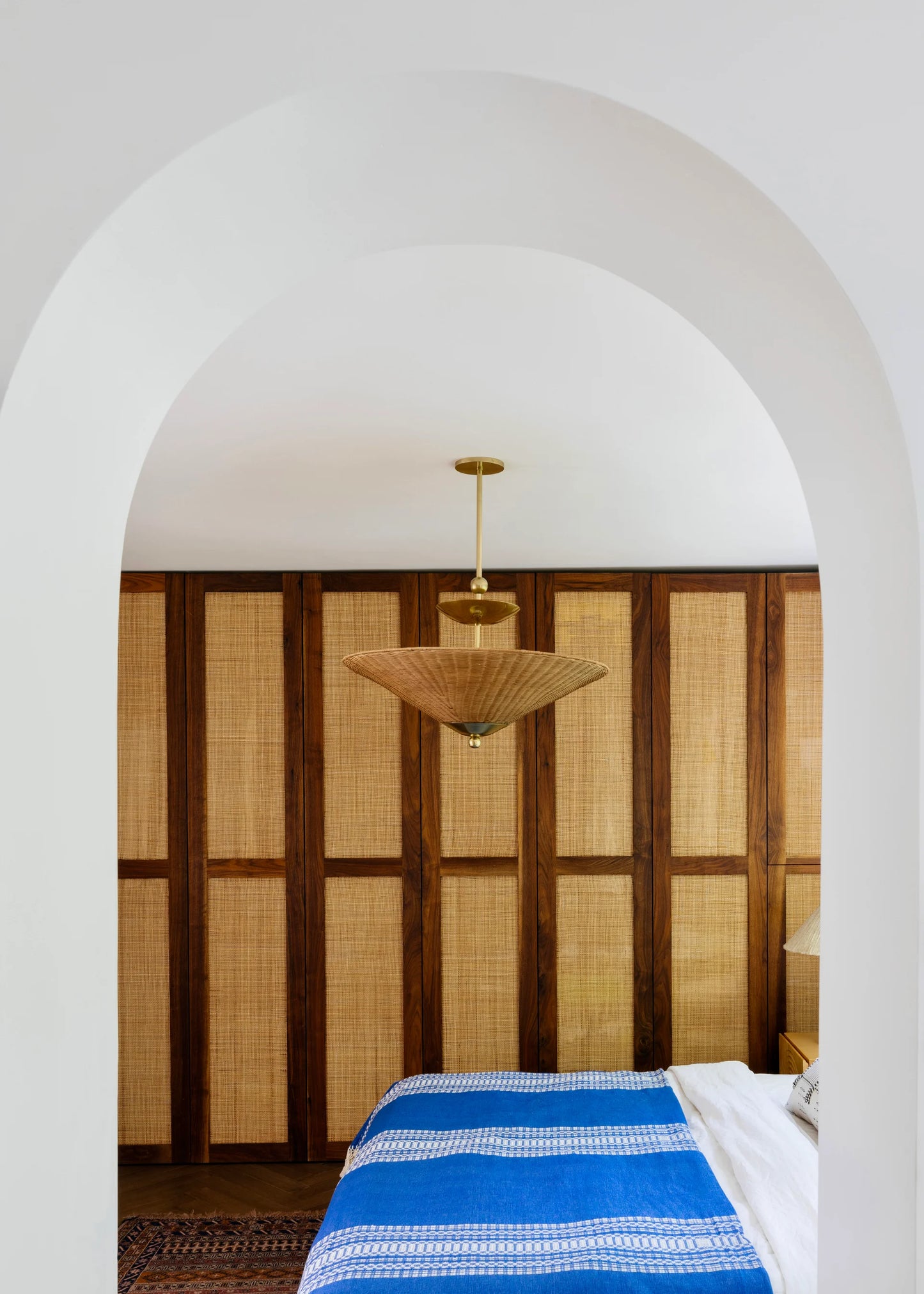 Annie Wicker Rattan Brass Pendant