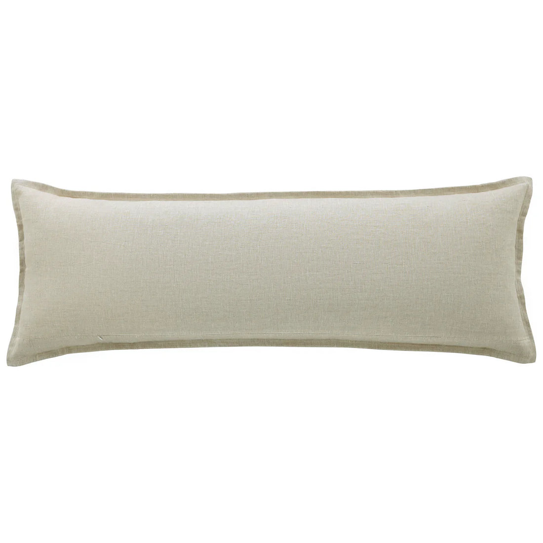 100% European Flax Linen Long Lumbar Pillow in Natural on a styled bed