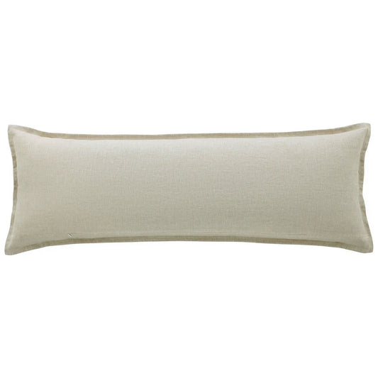 100% European Flax Linen Long Lumbar Pillow in Natural on a styled bed
