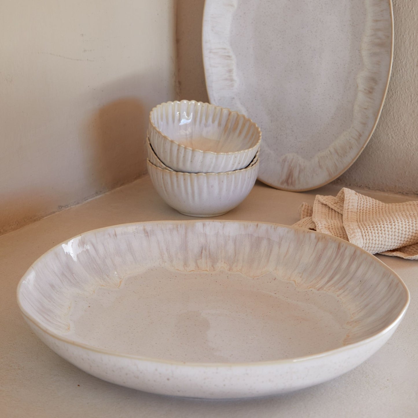 Eivissa Costa Nova 5 Piece Place Dinner Setting with Cereal Bowl - Sand Beige