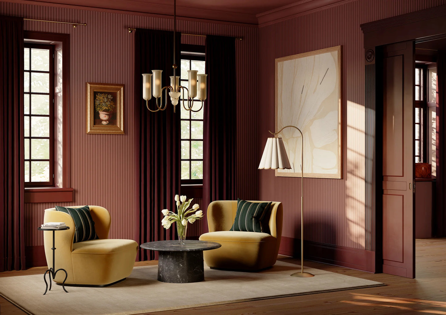 Eunice Scallop Brass Floor Lamp