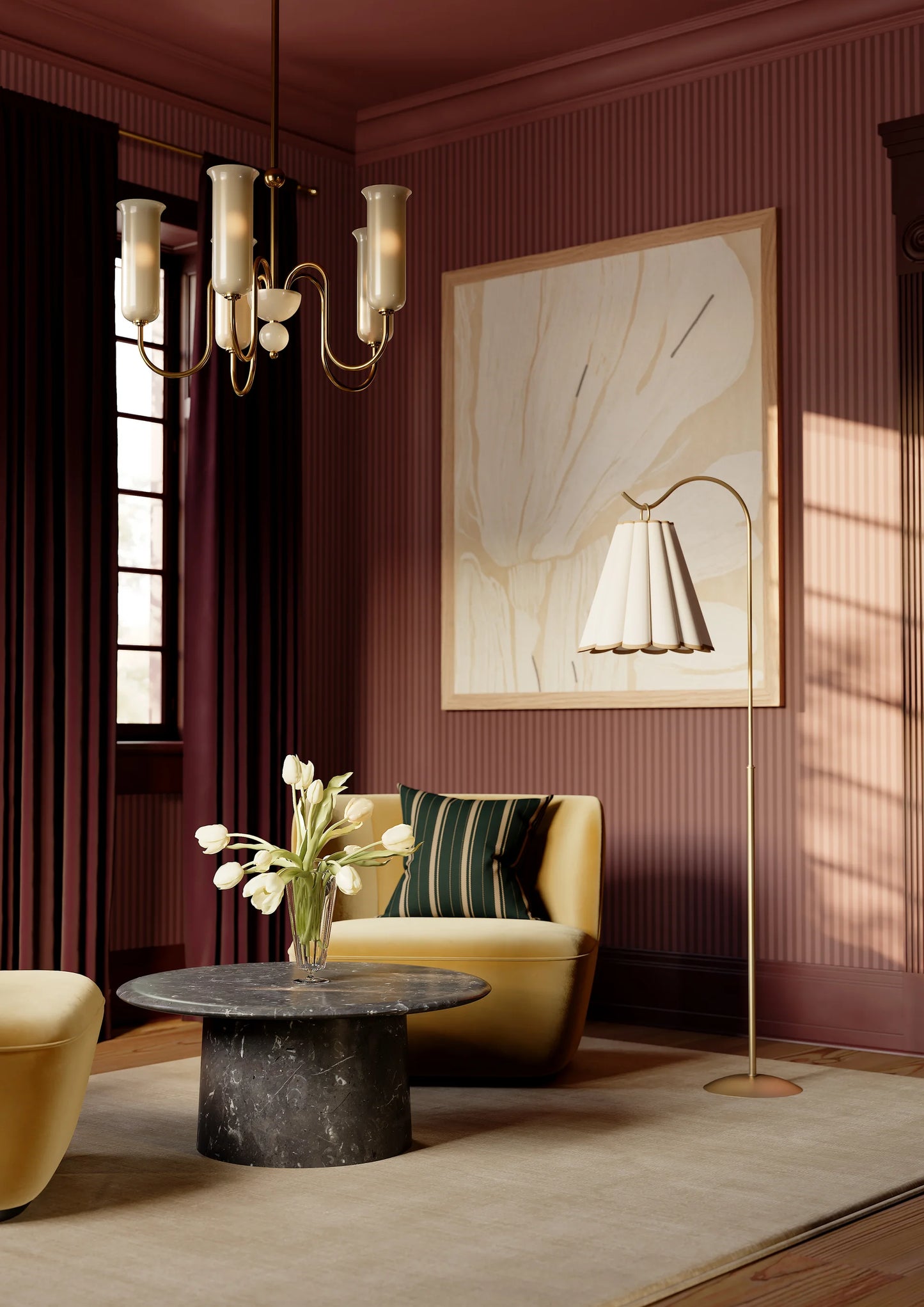 Eunice Scallop Brass Floor Lamp