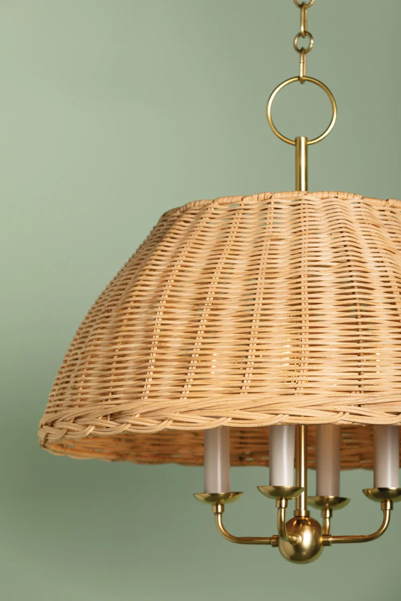 Jessica Candlelight Rattan Chandelier Small