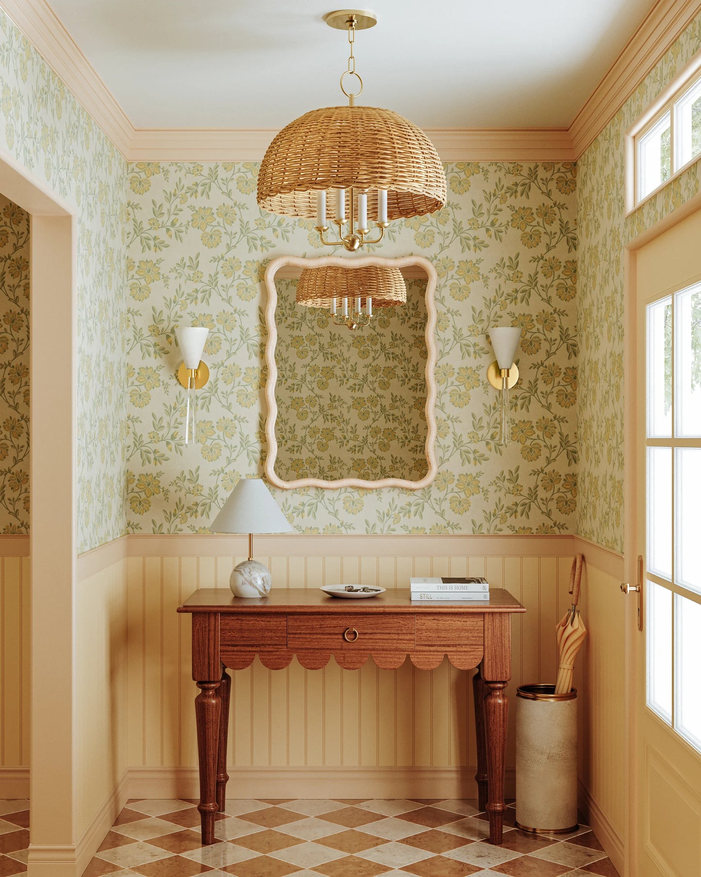 Jessica Candlelight Rattan Chandelier Small