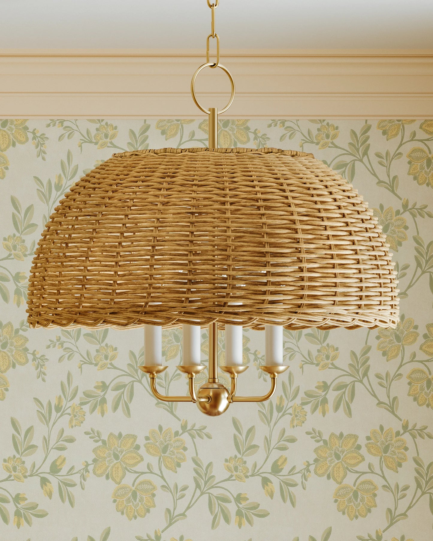 Jessica Candlelight Rattan Chandelier Small