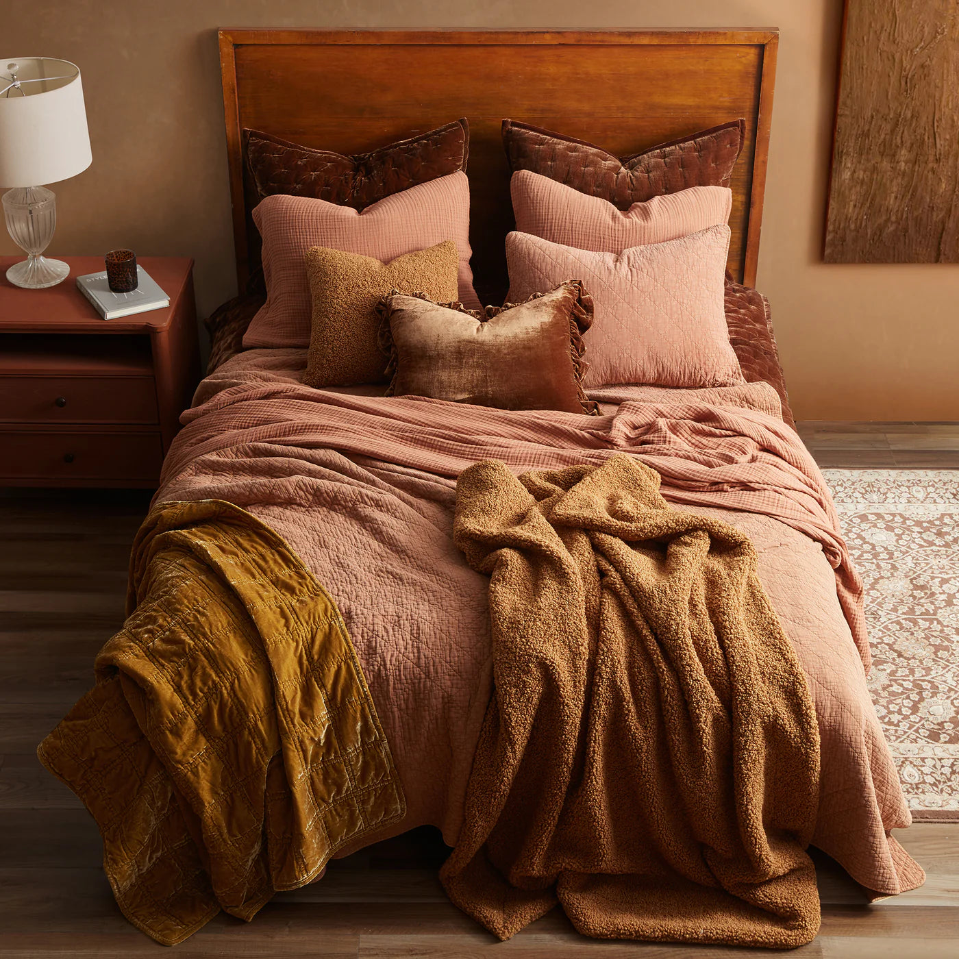 Teddy Bear Boucle Throw Terracotta