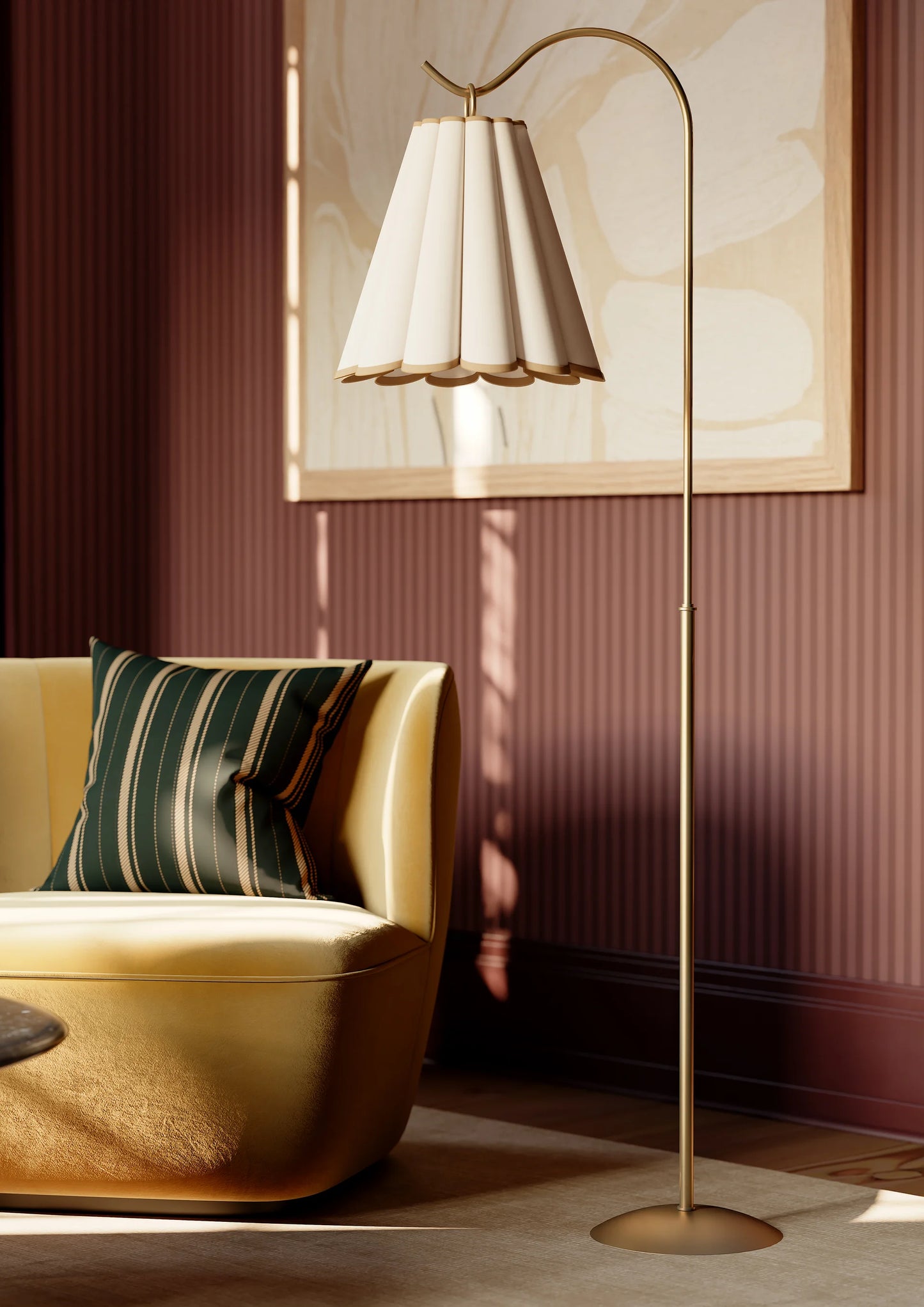 Eunice Scallop Brass Floor Lamp