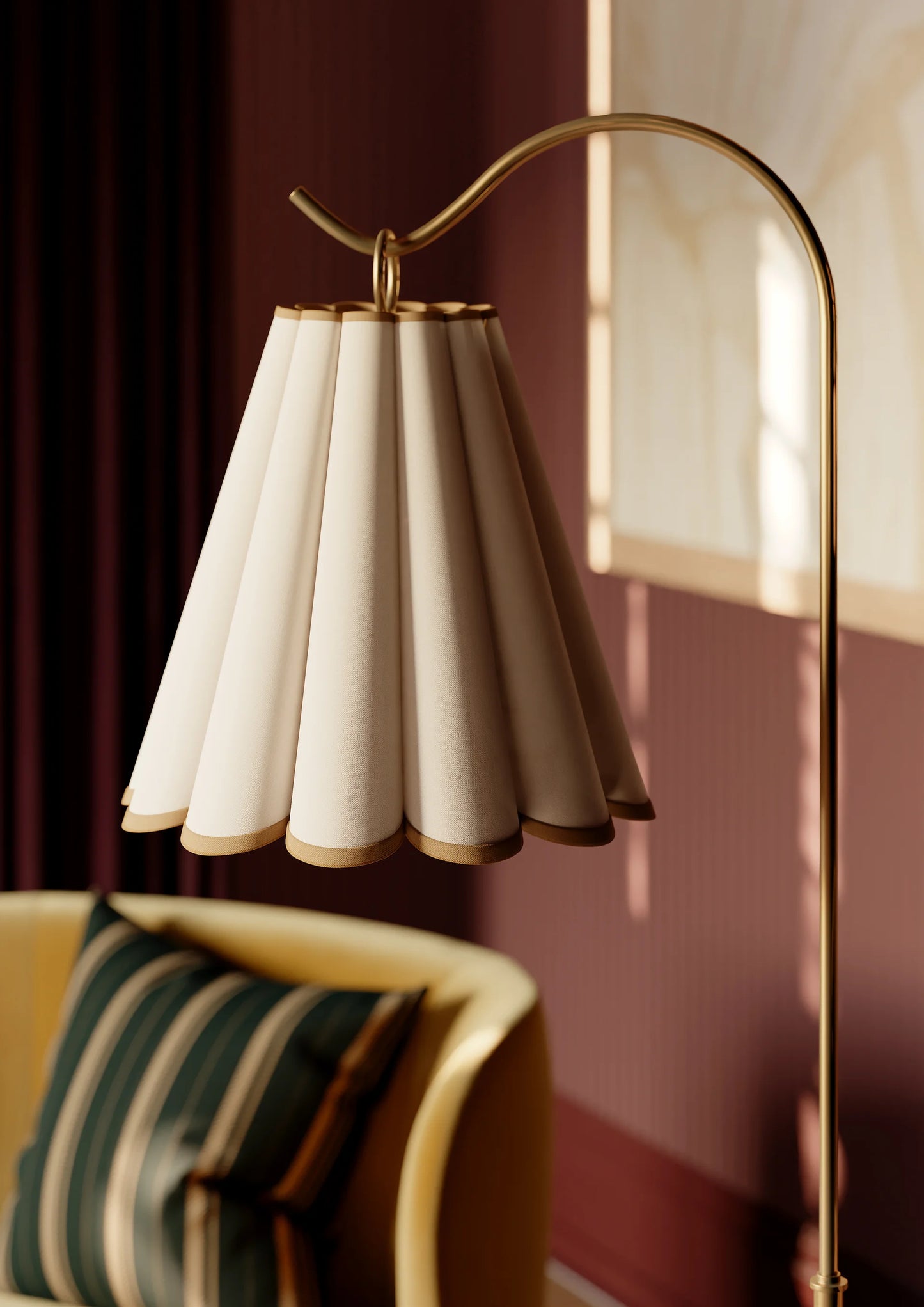 Eunice Scallop Brass Floor Lamp