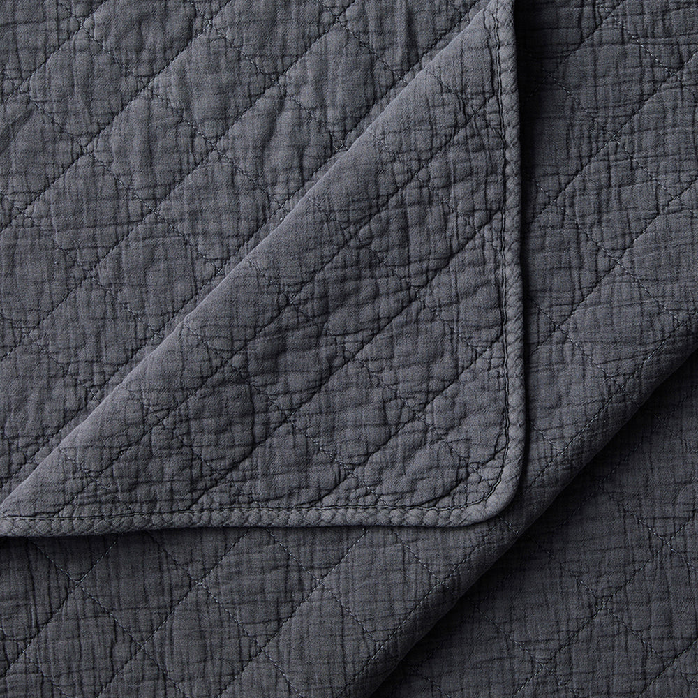 Cotton Stonewashed Gauze Quilt Charcoal
