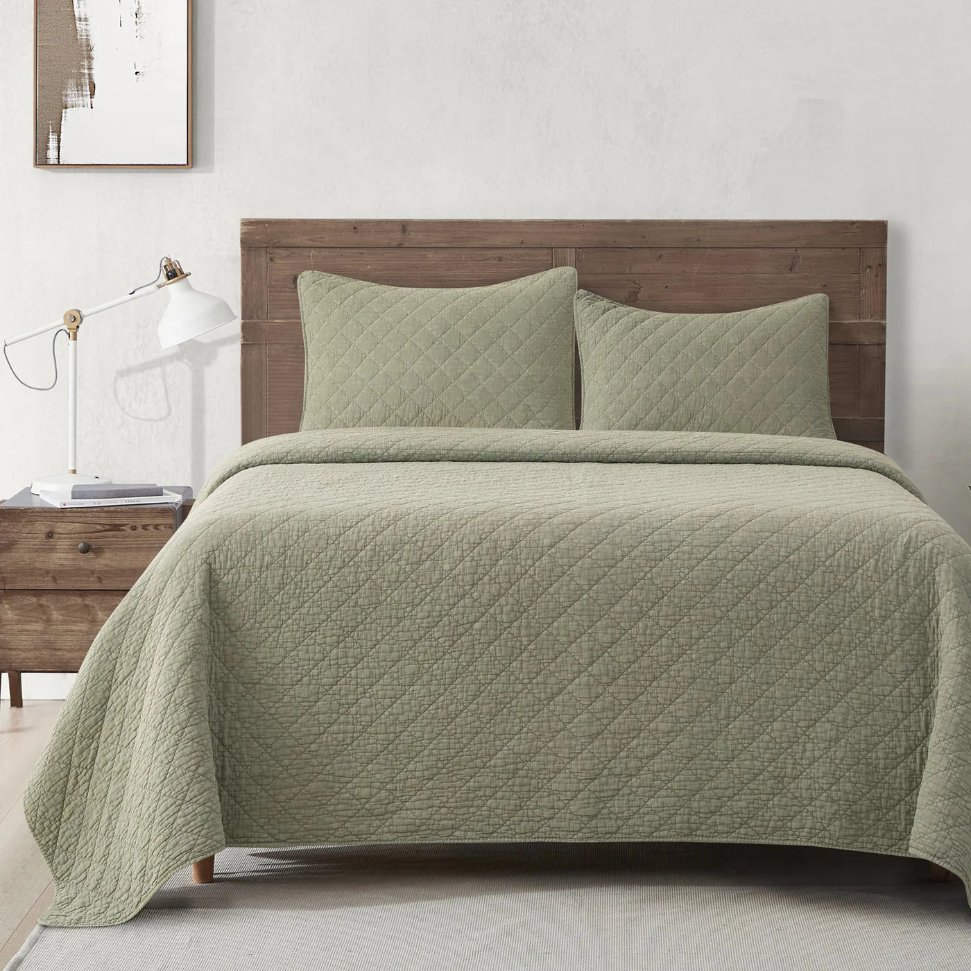 Cotton Stonewashed Gauze Quilt Set Celadon