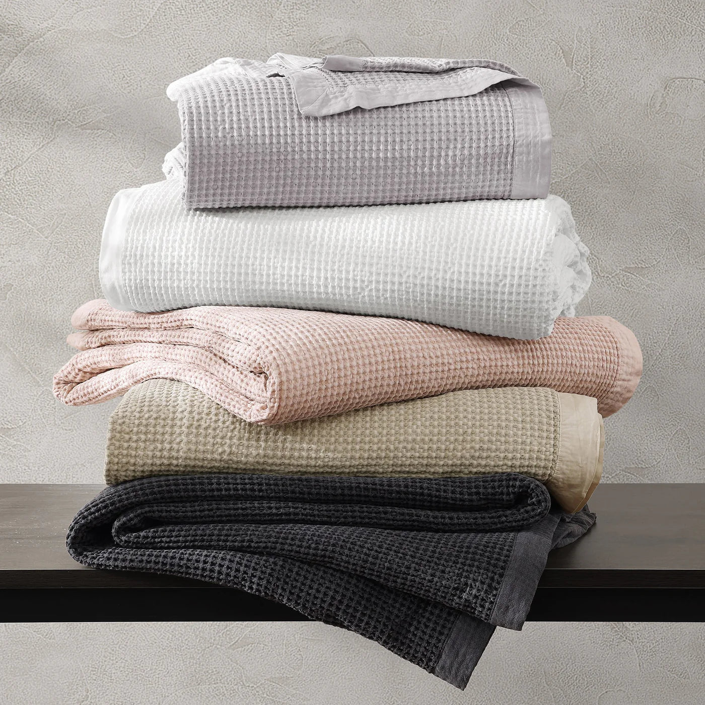 Stonewashed Cotton Waffle Weave Coverlet Gray