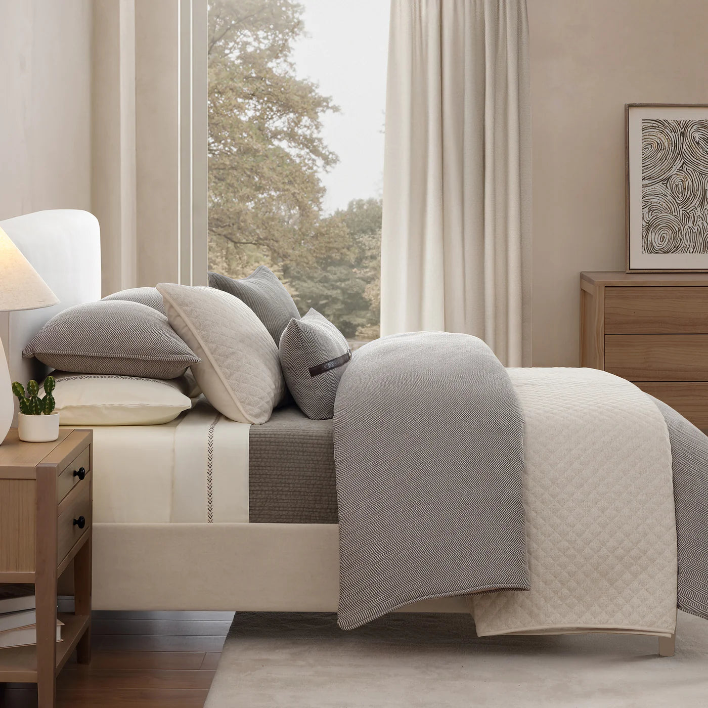 Stetson Chenille Herringbone Bedding Set Taupe
