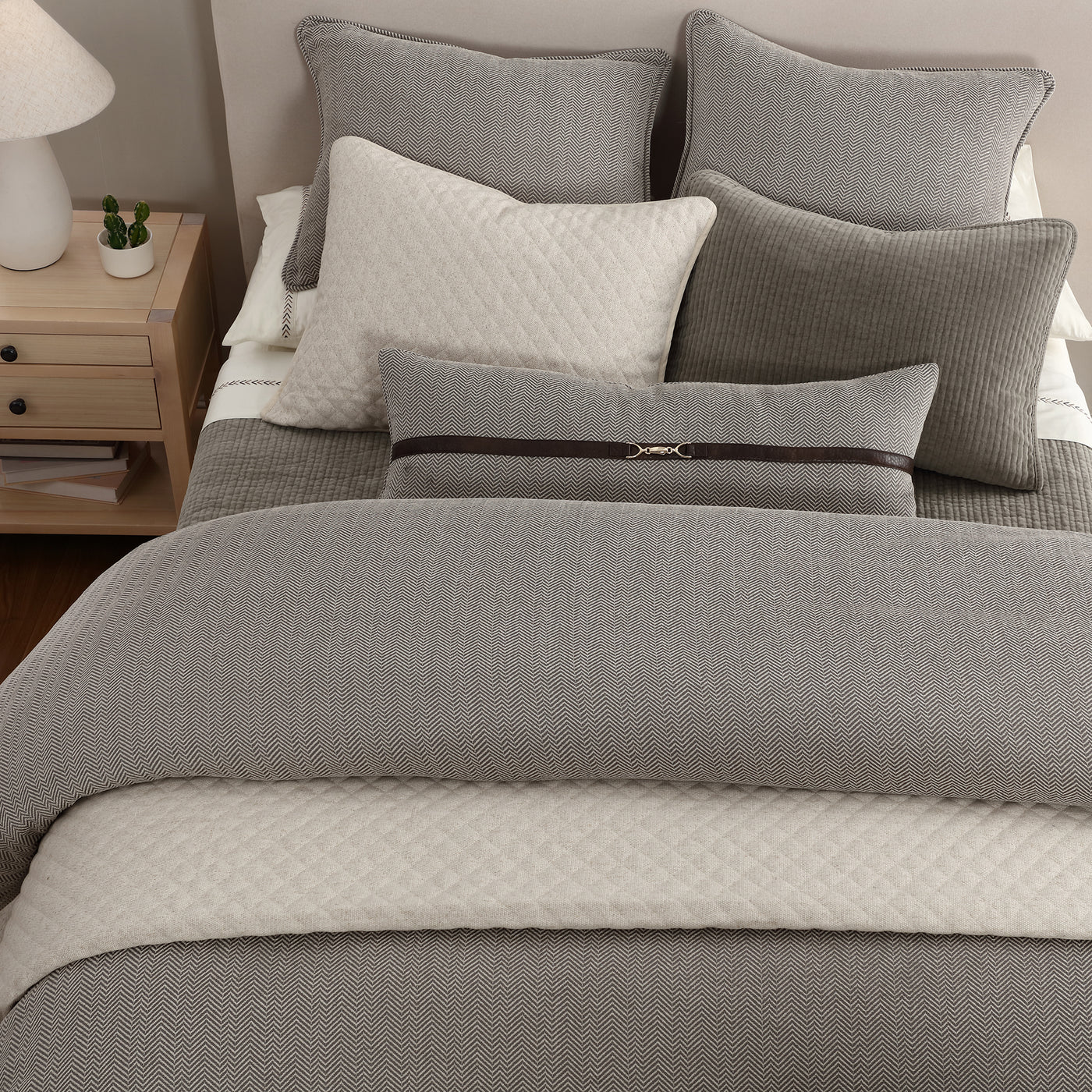Stetson Chenille Herringbone Bedding Set Taupe