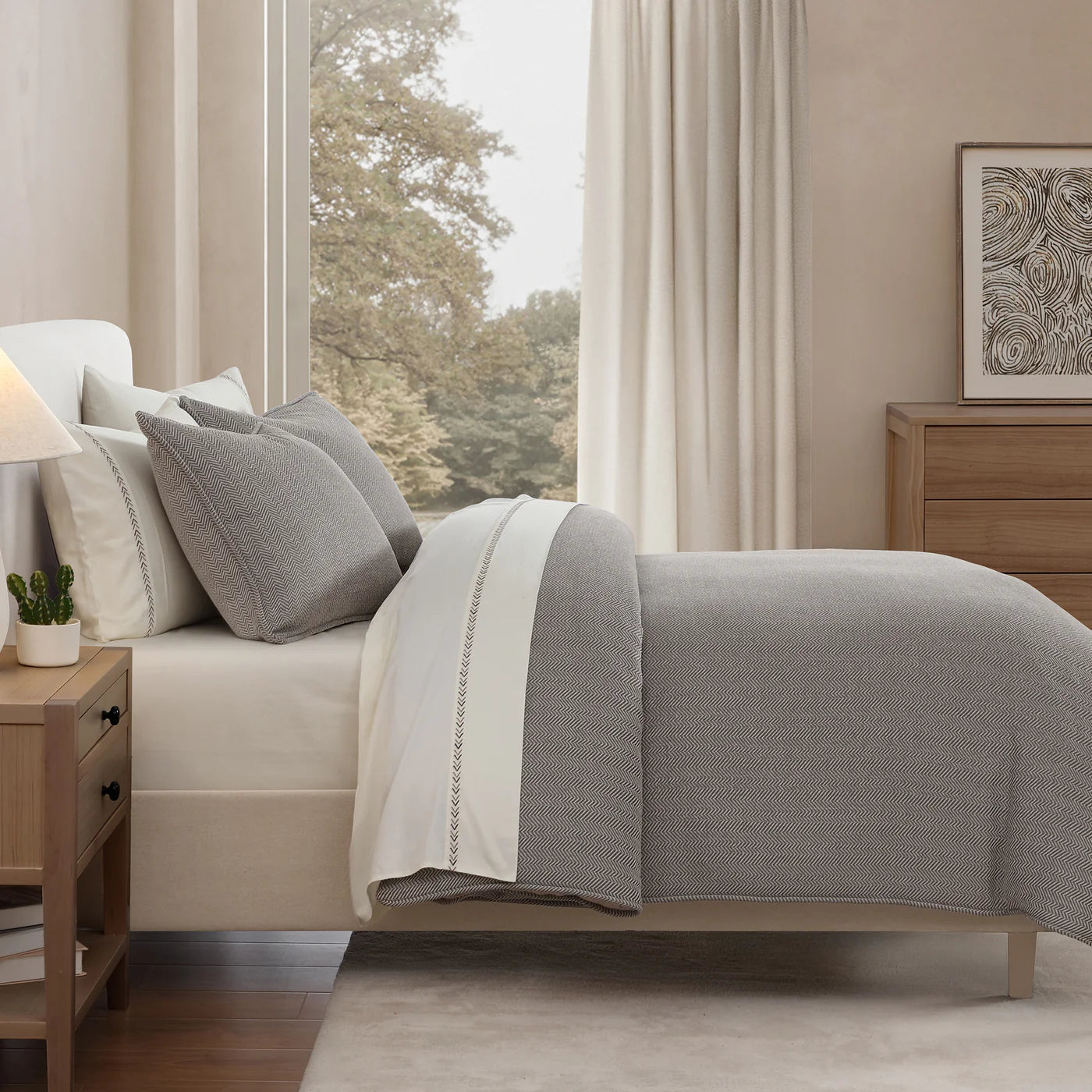 Stetson Chenille Herringbone Bedding Set Taupe