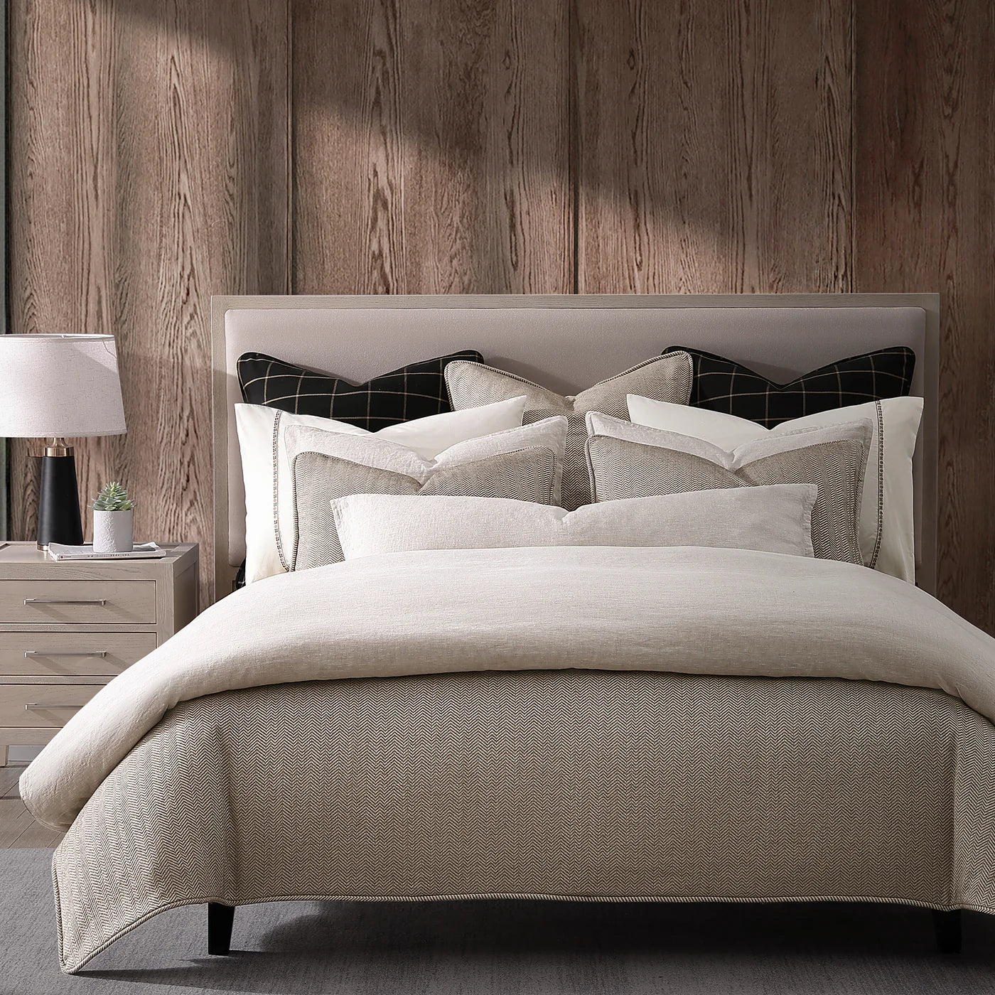 Stetson Chenille Herringbone Bedding Set Sand