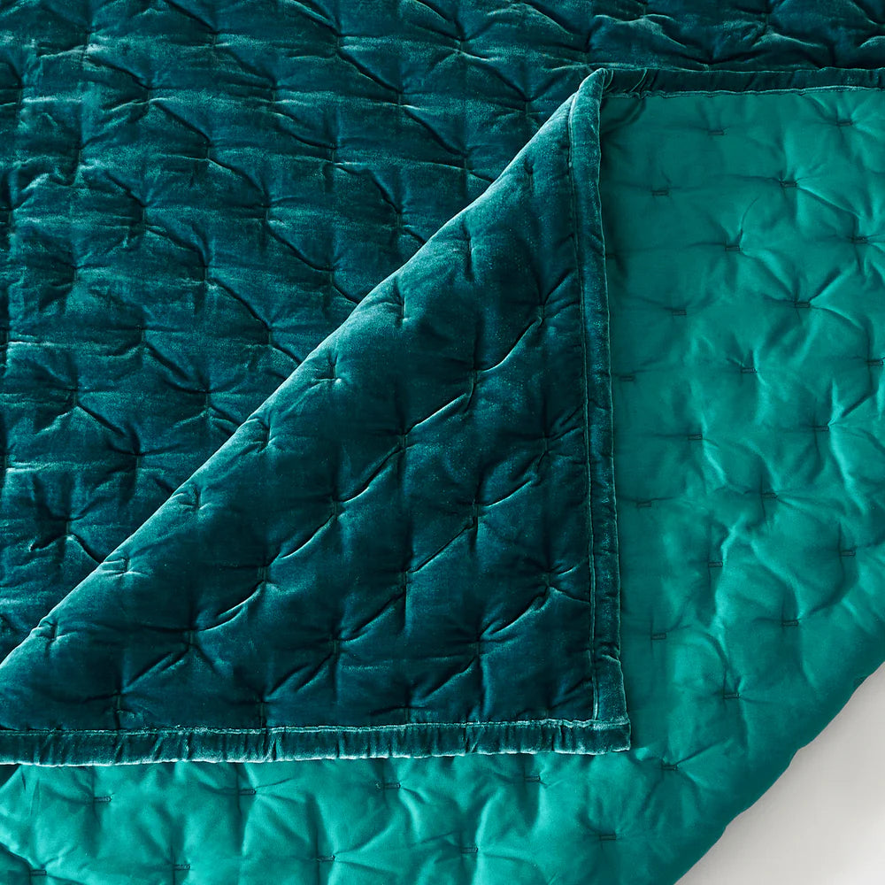 Sienna Faux Silk Velvet Quilt Copper Teal