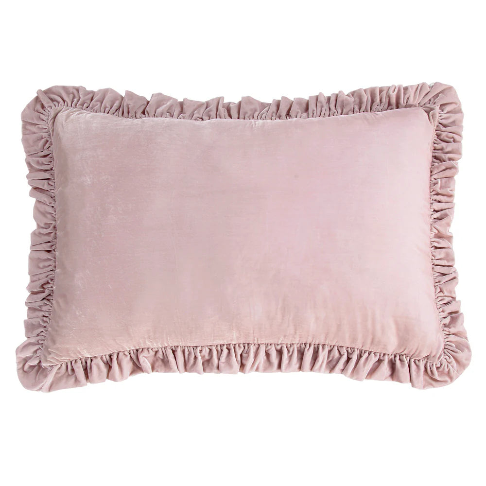 Sienna Faux Silk Velvet Ruffled Dutch Euro Pillow Lilac
