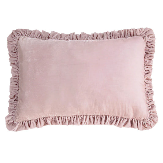 Sienna Faux Silk Velvet Ruffled Dutch Euro Pillow Lilac