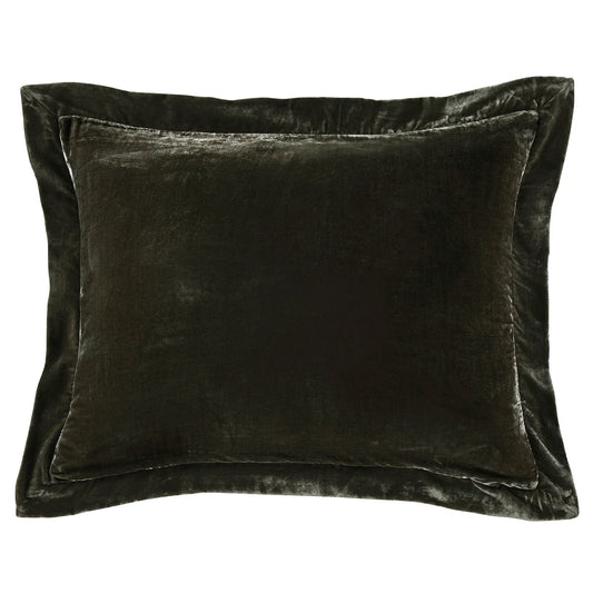 Sienna Faux Silk Velvet Flanged Dutch Euro Pillow Fern Green