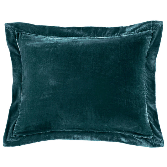 Sienna Faux Silk Velvet Flanged Dutch Euro Pillow Storm Blue