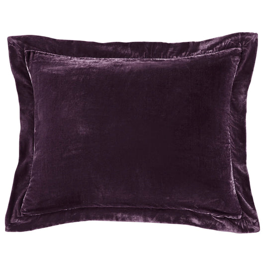 Sienna Faux Silk Velvet Flanged Dutch Euro Pillow Dark Violet
