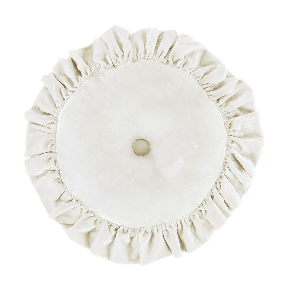 Sienna Faux Silk Velvet Round Pillow A Stone