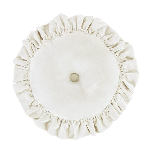 Sienna Faux Silk Velvet Round Pillow A Stone