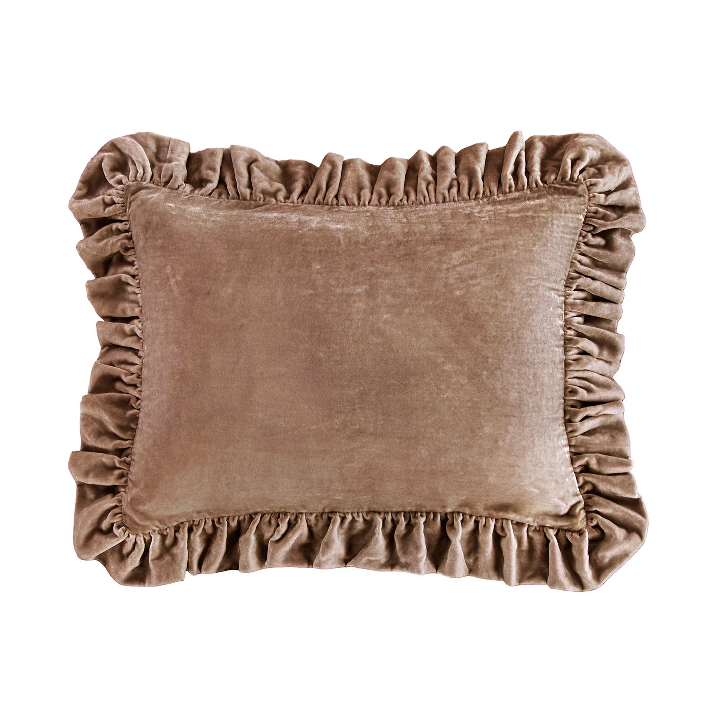 Sienna Faux Silk Velvet Ruffled Oblong Pillow Dusty Rose