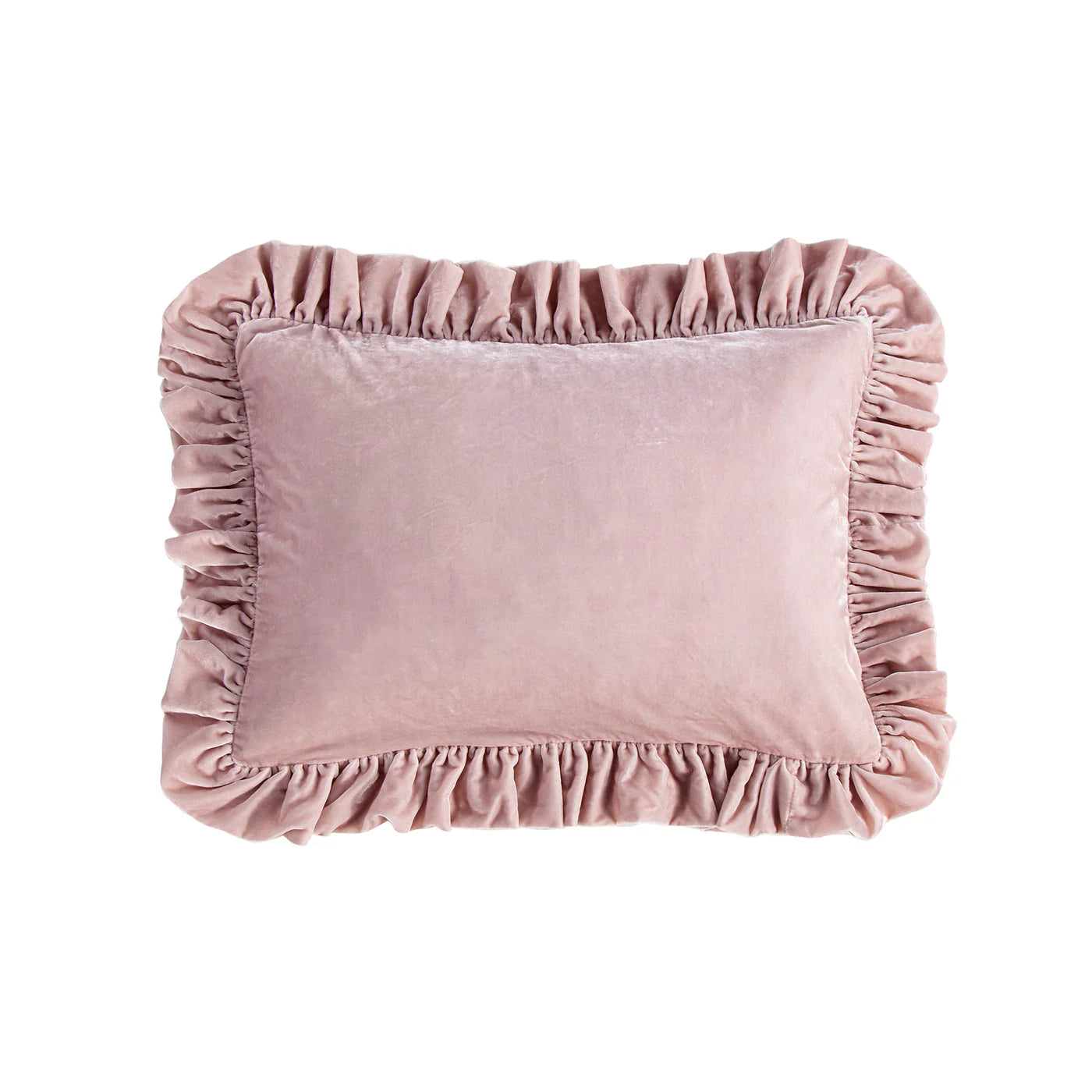Sienna Faux Silk Velvet Ruffled Oblong Pillow Lilac