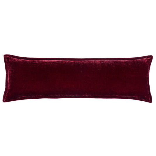 Sienna Faux Silk Velvet Long Lumbar Pillow Red Garnet