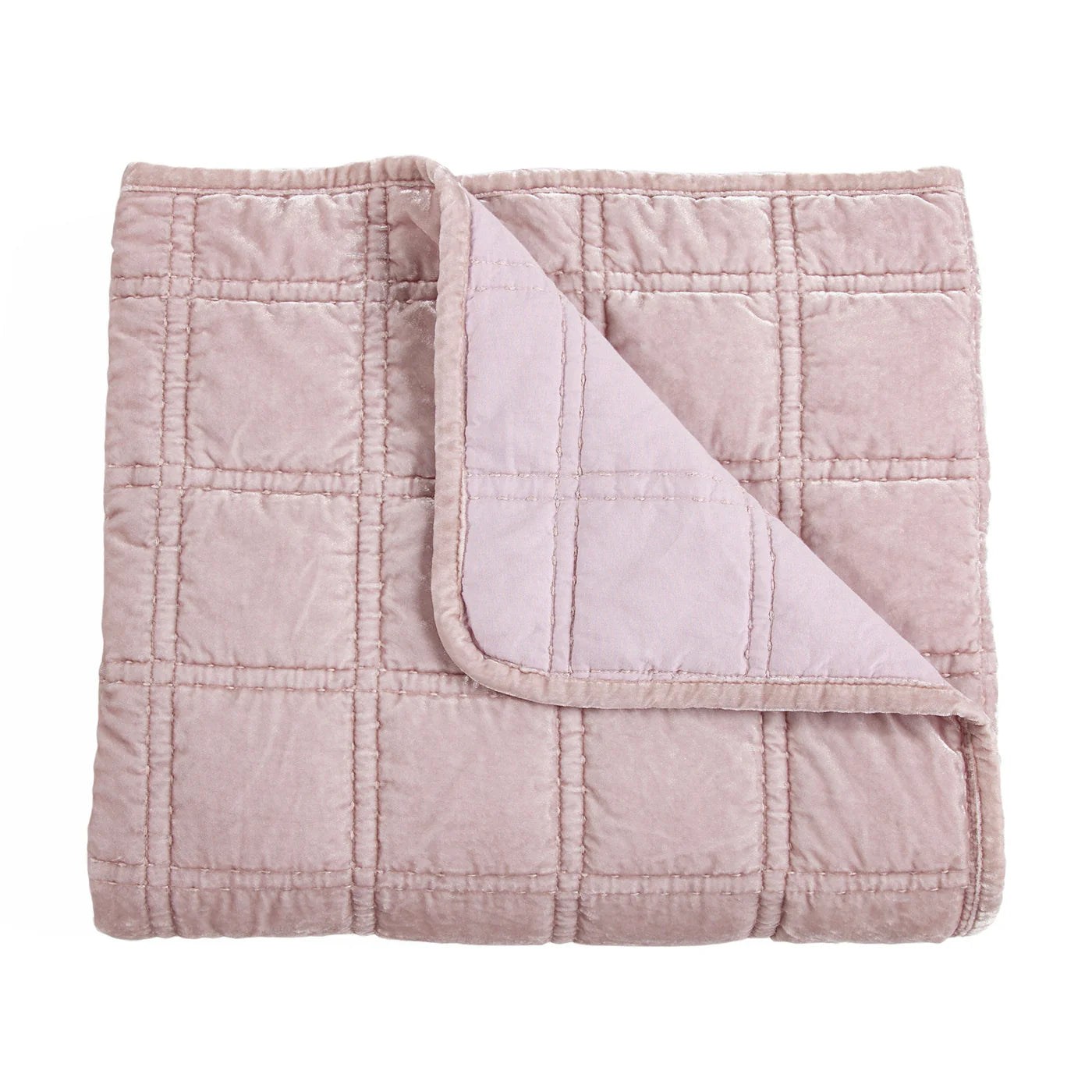 Sienna Faux Silk Velvet Double Box Stitch Throw Lilac