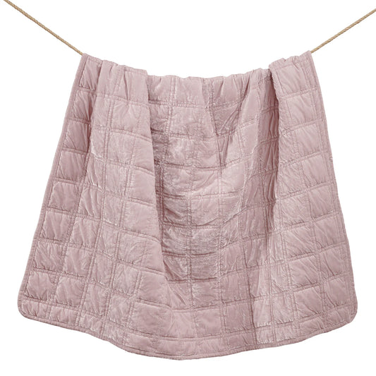Sienna Faux Silk Velvet Double Box Stitch Throw Lilac
