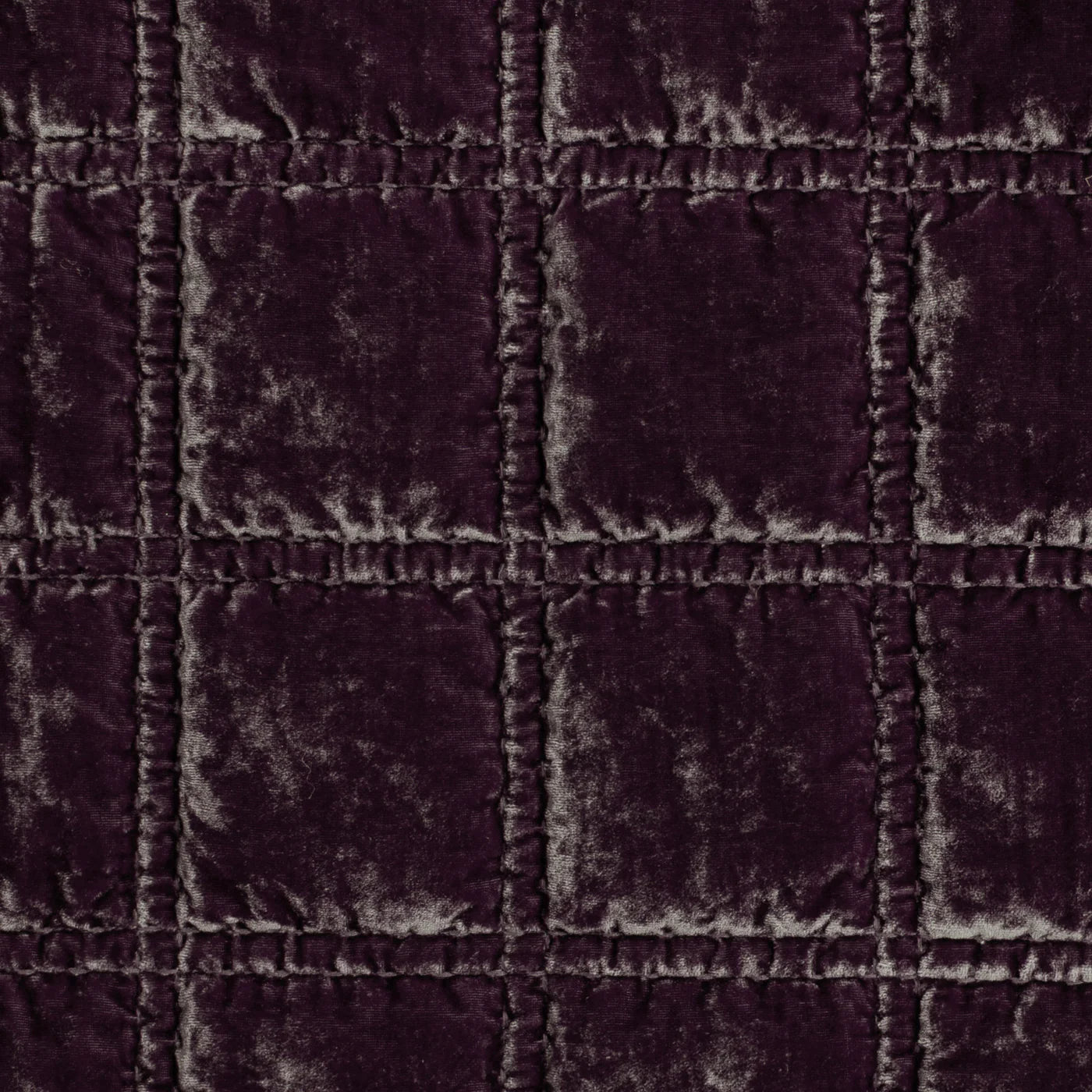 Sienna Faux Silk Velvet Double Box Stitch Throw Dark Violet