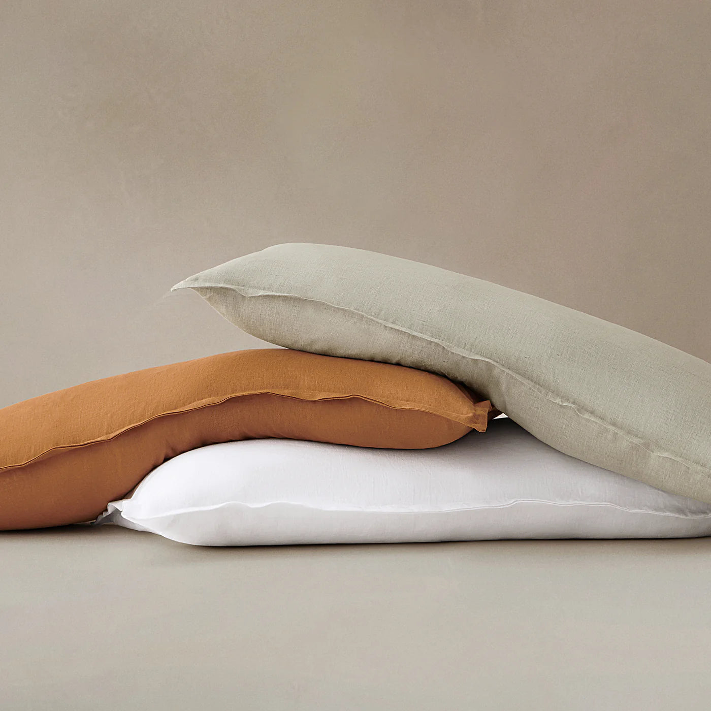 100% European Flax Linen Long Lumbar Pillow White