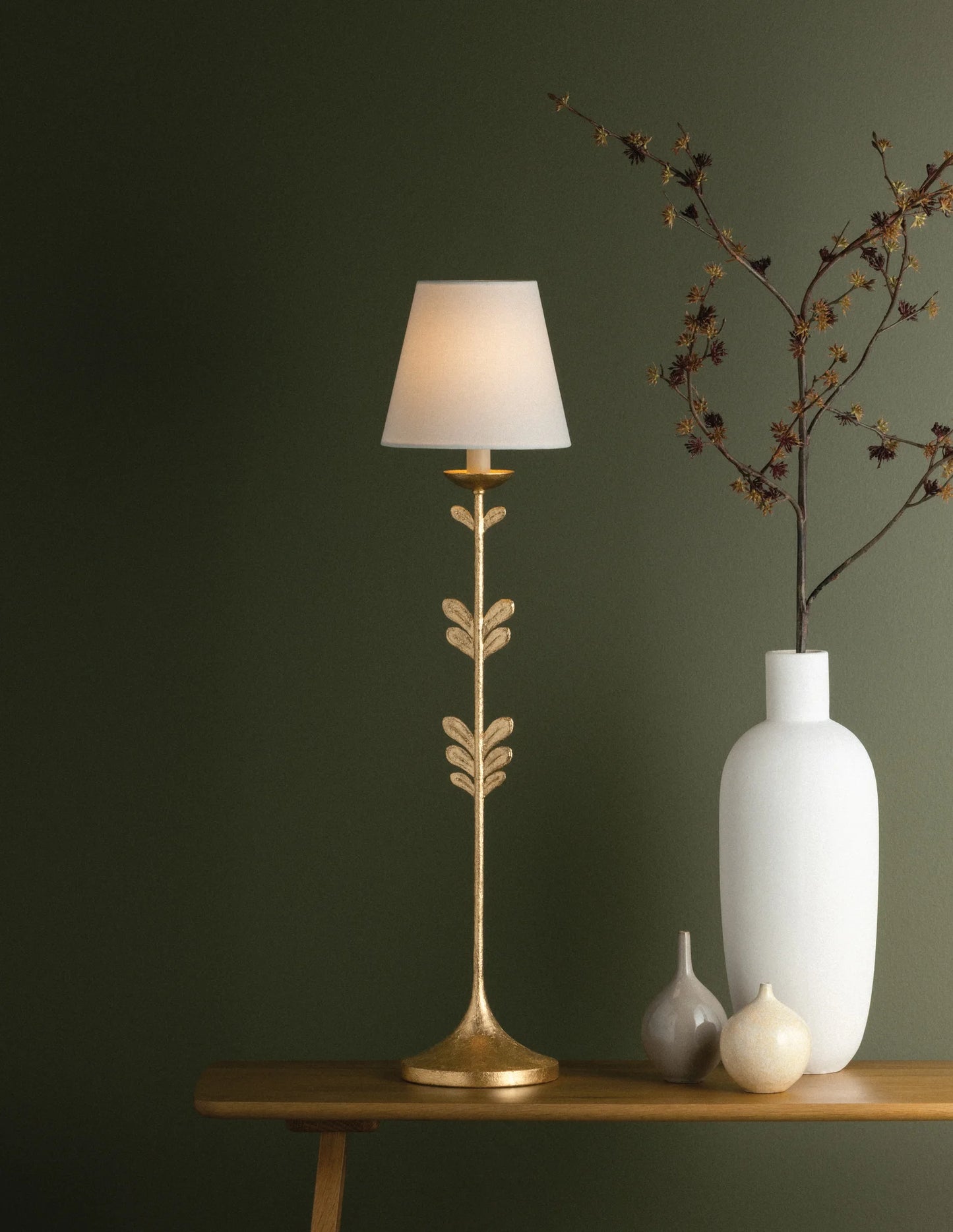 Fiona Floral Brass Lamp