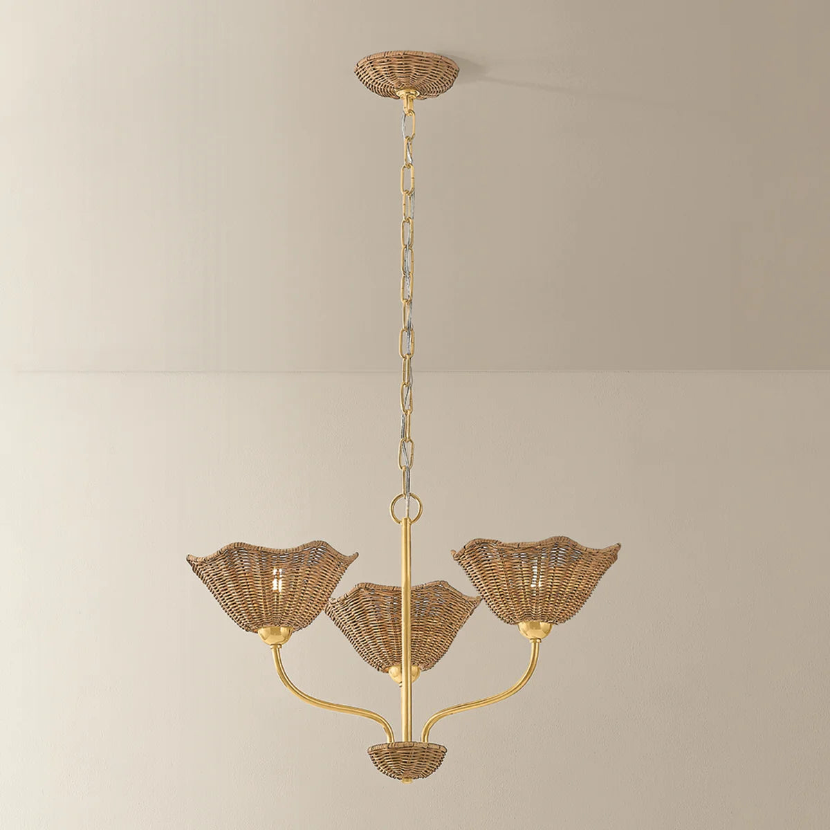 Kendra Floral Wicker Chandelier Small